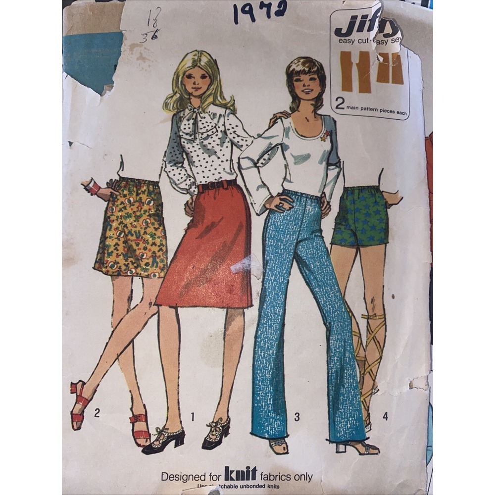 Vintage Simplicity 1972 Jiffy Pattern 9926 Skirt Pants Shorts Size 8-16 OOP
